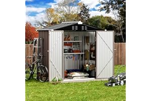UDPATIO Metal Outdoor Storage Shed 6x4 FT, Garden Storage, Waterproof Metal Shed for Firewood, Garbage Can, Tool, Lawnmower, Bike Shed, Galvanized Steel with Lockable Door for Backyard, Patio, Brown