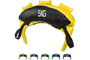 ‎POWRX POWRX Bulgarien Gewichts Bag I 5 kg, 8 kg, 12 kg, 17 kg, 22 kg I Kunstleder Sandsack für Functional Fitness (5 kg Schwarz/Gelb)