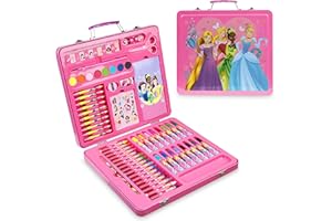 Disney Valigetta Colori per Bambini Kit Colori per Disegnare e Dipingere Set Pennarelli Matite Pastelli Acquerelli Delle Principesse