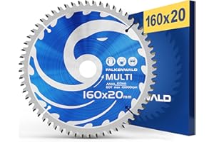 FALKENWALD® Lame scie circulaire 160 x 20 mm (Multi) pour bois, métal, plastique et aluminium avec 60 dents - Lame de scie circulaire 160x20 compatible avec Bosch, Metabo Disque scie circulaire 160