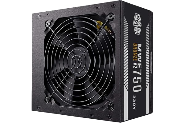 Cooler Master MWE 750 W Bronze 230V V2 - Bloc d'alimentation, 80 Plus Bronze, Ventilateur HDB Sensible à la température, Circuit DC-DC + LLC avec Rail Simple + 12V - Garantie 5 Ans