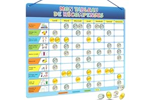 LIKARTO® Tableau de récompense Enfant - Tableau magnétique avec 280 aimants - Tableau comportement, Routine Enfant, Apprendre l'Autonomie, Planning semainier, Calendrier éducatif