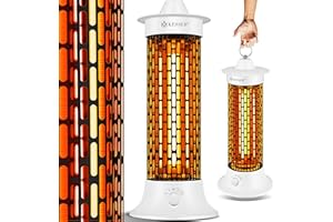 KESSER® Standheizstrahler Infrarotheizung, 1200W Heizstrahler Energieeffiziente Heizung Innenraum mit 360° Oszillation, Infrarotheizung Standgerät, Elektroheizung IP55, Terrassen-Heizstrahler, Weiß