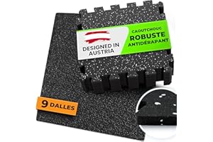 bemaxx Tapis de Protection de Sol - 9 Dalles en Mousse sans BPA + Bordures | Matelas Puzzle pour Matériel Fitness Gym Musculation - Salle de Sport, Garage | Isolation Contre Coups, Bruits, Éraflures