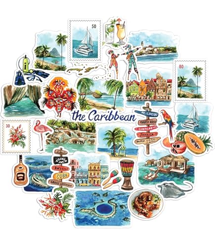 100 Autocollants Paysages + Pince à épiler - Imperméables, Pour Valises, Skateboards, Scrapbooking