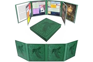 CASEMATIX DM Screen PU Leather 8-Panel Deluxe GM Screen - Eight Panel Folding Dungeon Master Screen with 2 Swinging Panels and Wet Erase Pockets for TTRPGs - Inserts Not Included