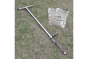 SurmountWay Sonda de muestreo de suelo de 34 pulgadas con pasos, mango estilo T de acero inoxidable, kits de prueba de suelo para muestreo de suelo, cuidado de plantas, jardín, césped, granja