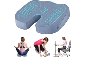 TheComfortZone Seat Cushion for Office Chair Lower Back Pain Relief, Non-Slip Coccyx Cushion Enhances Posture & Support, Hemorrhoid, Sciatica Memory Foam Chair Cushion for Car, Wheelchair, Gaming
