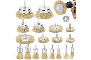 DazSpirit 18-Teilig Drahtbürste Bohrmaschine, Messingbeschichteter Drahtbürste Akkuschrauber mit 6mm Rundschaft, Schleifbürsten Ideal zum Entfernen von Rost, Polieren und Reinigen