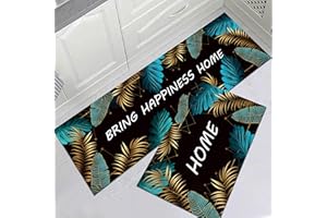 LLTTEER Kitchen Mats Rugs Sets Washable Non-Slip Kitchen Floor Mat 2 Pieces,Waterproof PVC Kitchen Mat Door Mat for Kitchen,Hallway,Living Room,Bedroom,Bathroom (Nordic 01, 40 x 60+40 x 120 cm)