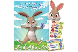 TAYLISE PIN THE EGG ON THE BUNNY – Fun Easter Party Game – 18 Player - Play with family, kids, school children over the Easter Holidays or ideal Easter Decoration Accessories
