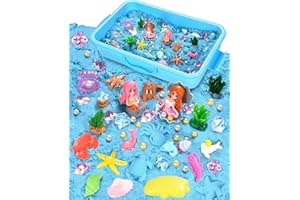 Velozenithize Ensemble de Sable Magique, Super Sand Set Comprend un Bac à Sable, des Moules et Des Accessoires, Convient Pour les Anniversaires D'Enfants, NoëL et Autres Occasions (Thème Océan)