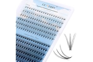 Gemerry Cluster Sztuczne rzęsy w kępkach, pojedyncze, o naturalnym wyglądzie, do samodzielnego przedłużania rzęs w domu, 240 szt., 20D + 10D, 0,07 mm, D Curl 8-16mix, objętość, jedwabiste,