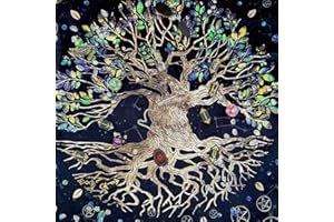 Voiakiu Tapete Cartas Tarot,Tarot, Brujería Tela Cartas Tarot, Tapiz Altar Árbol La Vida, Accesorios Tarot para Decoración del Hogar