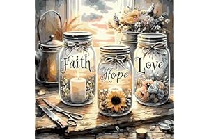 Fokenzary DIY Paint by Numbers Three Glass Bottles Oil Painting Canvas for Adults Beginner with Brushes and Acrylic Paints Frameless(40x40cm)