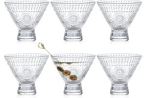 Kingrol Paquete de 6 vasos de Martini sin tallo, vasos de cóctel, cuencos de postre de vidrio de 8 onzas, mini cuencos de trifle, cristalería perfecta para el hogar, bar, restaurante, fiesta