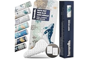 homerella® Bath Mat Non Slip Anti Mould 100x40cm, Machine Washable& BPA free, Shower Mat Non Slip Anti Mould, Non Slip Bath Mat for Inside Bath Tub, Shower Mats for Inside Shower