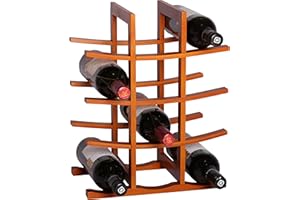 RTA La Pagode 12 Bottle Countertop Bamboo Wine Rack Modular System Wine Rack Dark Brown