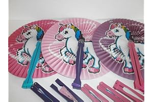 Schnooridoo 12 Einhorn Papierfächer Unicorn Klappfächer Regenbogen Fächer