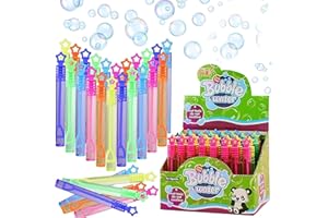 AMERTEER Party Favors - 48 Pcs Mini Bubble Wands For Kids, Bulk Party Favors Perfect For Themed Birthday, Christmas, School, Valentine - Goodie Bag Fillers, Colorful Bubble Toys For Outdoor Fun