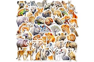 Mistree 50 naklejek ze zwierzętami Afryki, realistyczne, wodoodporne, dla dzieci, 5 cm