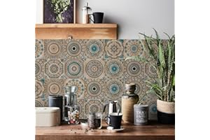HORIWE Fliesenaufkleber Mosaik Wandfliese Aufkleber 24 Stück PVC Fliesensticker Fliesen Marokko Selbstklebende Tapete Wasserdicht Wandaufkleber für Küche,Schrank,Möbel,Tisch