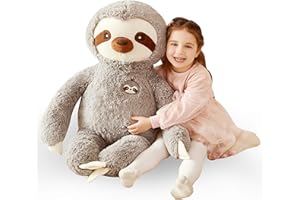 IKASA Grande Bradipo Animale di Peluche Bradypode Morbido Giocattolo per Bambini (Grigio, 78cm)