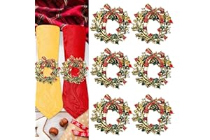 6 Pezzi Portatovaglioli Natalizi, FUKPO Porta Tovaglioli Natalizi Fermatovaglioli Oro con Rossi Argento Verde Strass Anelli Portatovaglioli Natale, Ferma Tovaglioli Natalizi Dorati Decorazioni Tavola