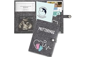 KNECKES – Edle Mutterpasshülle aus Filz (Grau) | mit vielen Fächern für Ultraschallbild, Versichertenkarte, Impfpass etc.| passend für den Deutschen Mutterpass