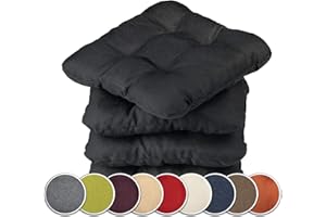 sunnypillow 4er Set Stuhlkissen 45x45 cm Bequeme 8cm Polsterauflage Auflage für Stühle/Bänke in Haus und Garten Sitzkissen Sitzauflage Gartenkissen viele Farben zur Auswahl Schwarz