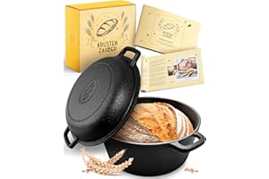 ‎KRUSTENZAUBER KRUSTENZAUBER Gusseisen Topf als Schmortopf mit Deckel - 26cm Dutch Oven als Gusseisen Bräter oder Brotbacktopf - Backofengeeigneter Gusseisentopf Cast Iron Pot als hochwertiger Kochtopf inkl. Rezepte