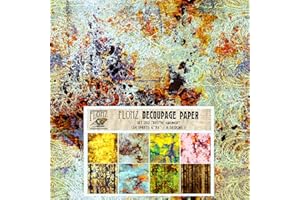 FLONZ Decoupage Paper Pack (24 Sheets 6"x6") Rustic Grunge # Vintage Styled Seamless Art Deco Pattern Paper for Decoupage, Craft and Scrapbooking