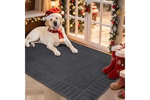 BEQHAUSE Door Mat for Indoor & Outdoor,Dirt Trapper Barrier Mat Super Absorbent Machine Washable Front Doormats Rug with Non-Slip TPR Backing (Dark Grey, 80x120cm)