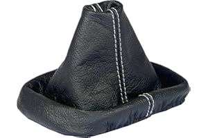 L & P CAR DESIGN L&P A0036 Soufflet Sac Manchette manchon de commutation 100% cuir véritable veritable noir noire couture fil gris transmission manuelle boîte boite vitesse vitesses changement vitesse