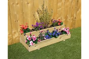 WOOD-SHED LTD Two Tiered Garden Level Steps Wooden Timber Decking Planter Trough - Corner Covers (Medium - 3ft (91.5 cm), Natural)