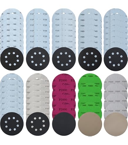 Tendak Lot De 65 Disques Abrasifs De 125 Mm - Grain 60/80/400/1000/1500/2000 /3000/5000 - Pour Ponceuse Excentrique Trou