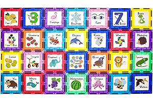 PicassoTiles Magnetyczne klocki konstrukcyjne z płytkami i grafiką edukacyjną graficzne wkładki zatrzaskowe magnes budowlany zestaw zabawek STEM zestaw do nauki zestaw do zabawy rozwój mózgu dziecka