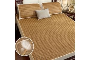 FENGSHOUU Cool Summer Sleeping Mats, Bamboo Mattresses, Rattan Mat, Double-Sided Bed Mat, Home Bedroom Student Dorm Room Straw Mat, Breathable Foldable Bed Linen, 5 Sizes, 12 Styles (150 x 200 cm, D)