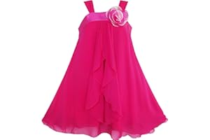 Sunny Fashion Robe Fille sans Manches Licou Fleur Multi-Couche Mousseline de Soie 4-14 Ans