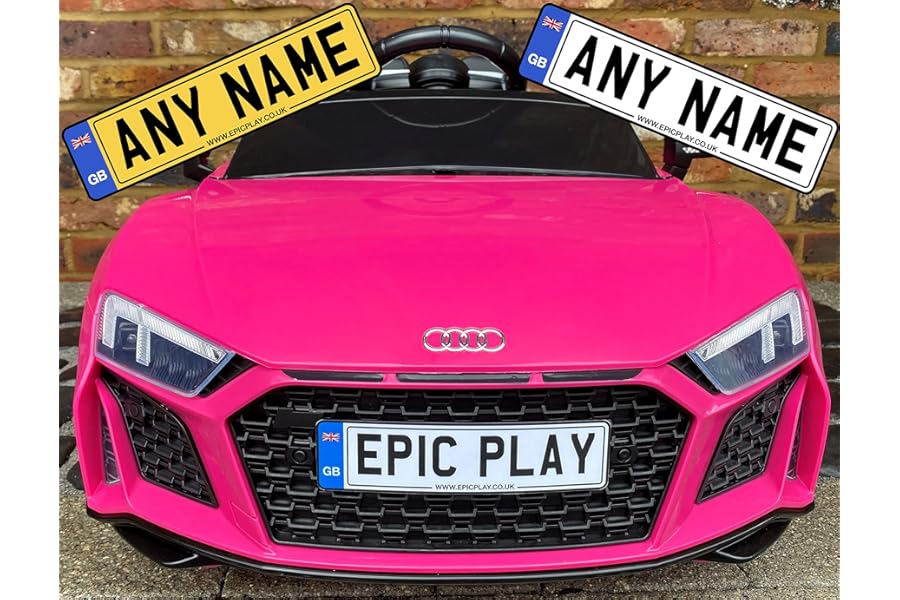 Ride on Car Number Plate (BETTER THAN A STICKER DUE TO UNIQUE DESIGN) Jeep Quad Bike Truck Kids Private Personalised Registration Laminated Photo Paper with Double Sided Sticky Pads