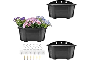 ORIMERC Macetas Colgantes de Pared de 9.8 Pulgadas, de plástico, Estilo Retro, para Colgar Plantas, Flores, macetas de plástico, cestas para balcón, Valla, jardín, Exterior e Interior, café Oscuro