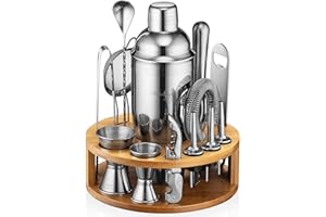 Mixology & Craft Cocktail Set 15-tlg. - Cocktail Shaker Set aus Edelstahl mit Bar Zubehör - Silber