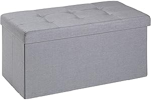D&D Quality Puff Almacenaje Plegable, Asiento Acolchado, 76 x 38 x 38 cm - Carga Máxima de 300 kg (Gris Claro)