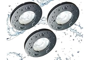 Trango Lot de 3 Spots encastrables extérieurs 6729IP65-031M6KSD IP65 en anthracite mat avec 3x 5 W module LED plat blanc froid 6000K dimmable à 3 niveaux, spots de plafond de salle de bain, plafonnier