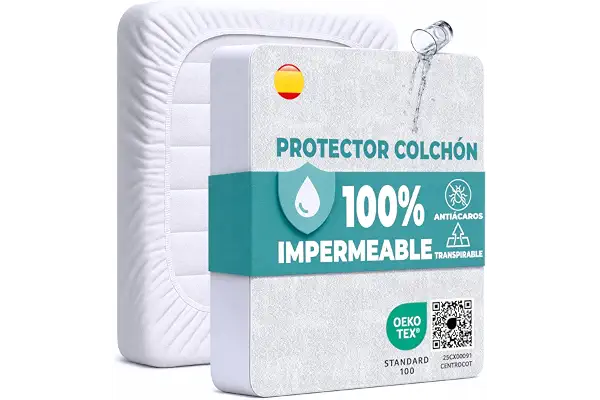 Protector Colchón 60x120 cm Funda Colchón Impermeable de Algodón Sábana Impermeable Protectora para Cuna Cubre Colchón Transpirable Cover Hipoalergénico Antiácaros Antibact. Lavable a Máquina