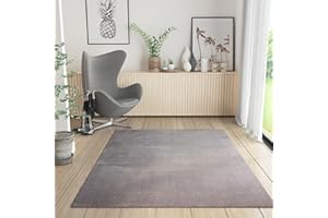 RUGURA Alfombra de Salón Dormitorio Habitación Comedor Pelo Corto y Suave Grande 150x220 cm Gris Unicolor Moderna Nordica Lavable Antideslizante
