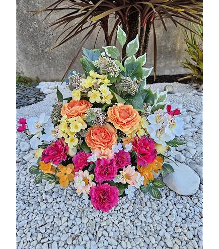 Roselynexpress Composition De Fleurs Artificielles En Cône Lesté Ciment Roselynexpress Composition De Fleurs Artificielles En Cône Lesté Ciment
