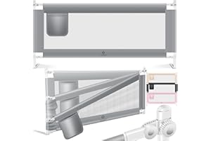 KESSER® Bettschutzgitter 200cm Reise Bett Rausfallschutz verstellbar Bed Guard Rail Bumper, Kinder/Baby, Bettgitter Klappbar, Kinderbett Kinderbettschutzgitter, Tasche, Grau, Höhe: 72 bis 96cm