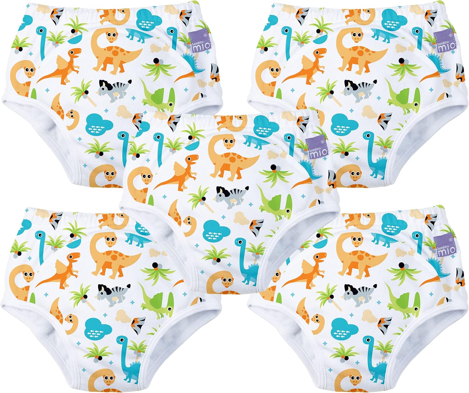 Bambino Mio, Reusable Potty Training Pants for Boys and Girls, 5 Pack (Dino, 3+ Years)