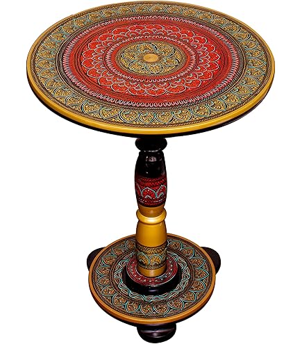 Mesa Auxiliar Marroquí De Madera Tura Rectangular 30 Cm | Mesa Vintage De Madera Decorada Con Latón Para Tu Salón | Mesa Baja Oriental Para Sofá Con Flores Marrón